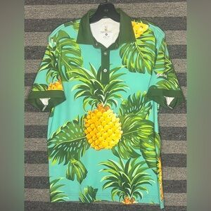 Rolo Golf Tropical Pineapple Print Hawaiian Polo Shirt Men’s Medium